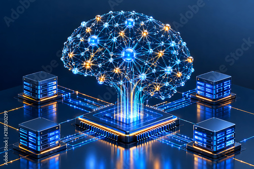 Neural Intelligence Network Visualized as a Futuristic Digital Brain