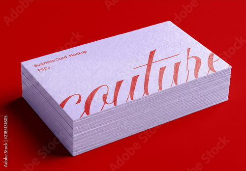 Business Card Stack Mockup on Solid Background