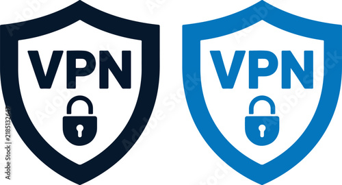 VPN shield icons with lock symbol
