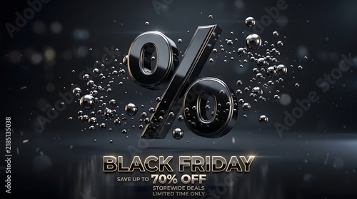 Black Friday Chrome Percentage Symbol Float 3D