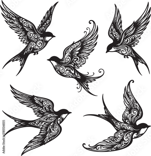 set of vector birds