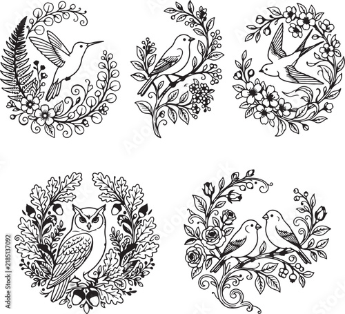 set of vector birds