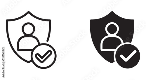 User Protection and Security Shield Icons Set Vector