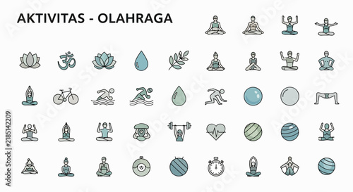 Collection of fitness and sports icons, perfect for health and wellness related projects and designs