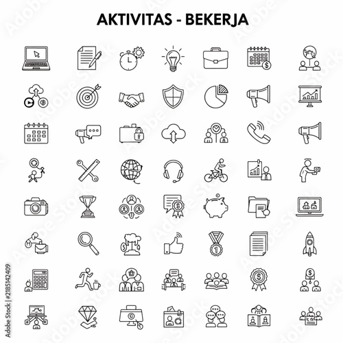 Set of business and work activity icons, perfect for web design, presentations, and infographics, vector illustration