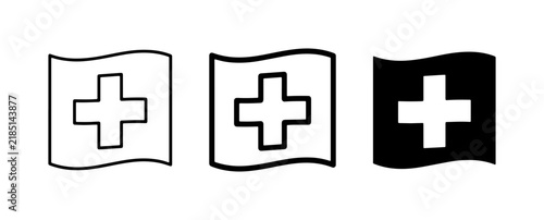 Swiss Flag Icons, Medical Cross Symbols, Healthcare & Aid Graphics