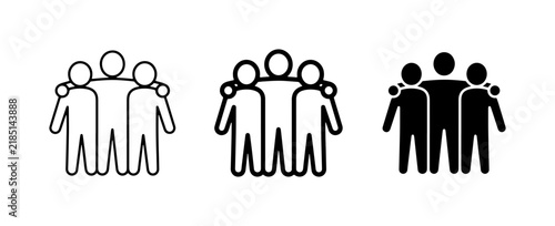 Friendship Icons, Group of People Symbols, Teamwork and Unity Vector Graphics