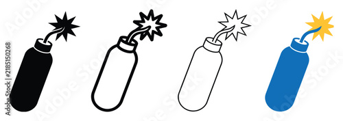 Obraz na płótnie dynamite explosive bomb icon set, multiple solid outline line and flat color sty
