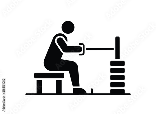 Simple icon of a person performing a seated cable row, symbolizing effective back muscle strengthening and resistance training.