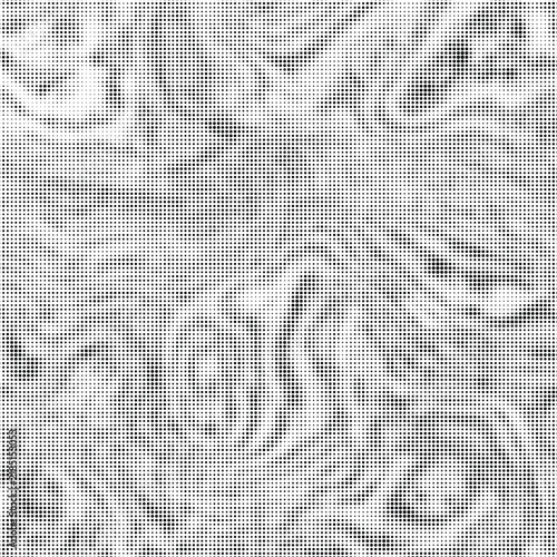 Monochrome black and white halftone texture backdrop vector pattern.