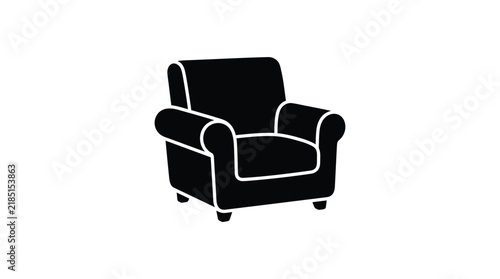 Black armchair silhouette against a white background silhouette