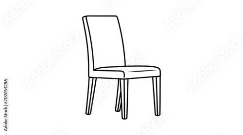 фотографія Line drawing of a dining chair with a tall backrest on a white background