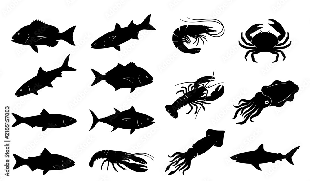 Fototapeta premium set of silhouettes of animals