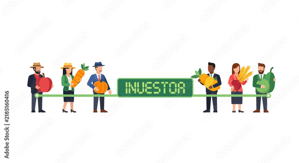 Fototapeta premium Agricultural Investment Concept with Business People and Large Produce