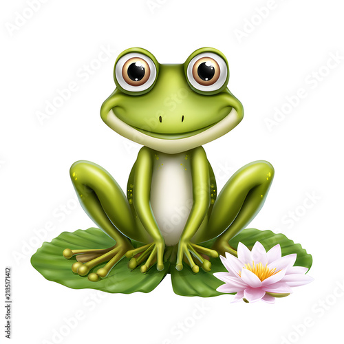 Happy Cartoon Amphibian Character Isolated on White Background