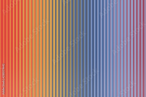 Foto Modern abstract background featuring evenly spaced vertical stripes with smooth gradients transitioning from warm orange and yellow to blue, purple, and pink tones