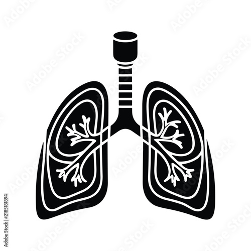 Obraz na plátne Pulmonology airway system with intricate bronchial branches linocut vector for m