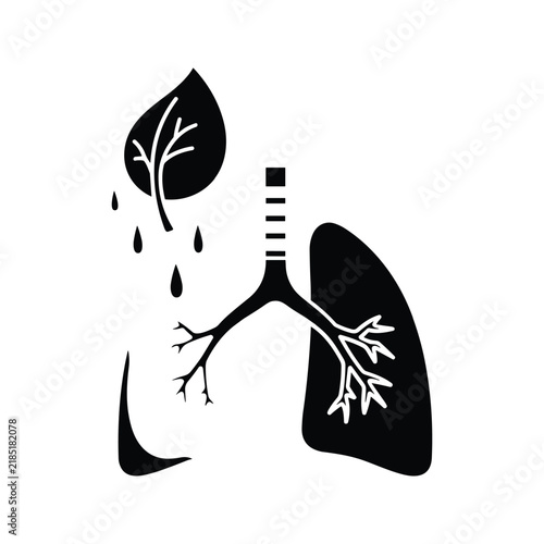 Fotografie Pulmonary oxygenation and natural air purification with leaf and bronchial silho