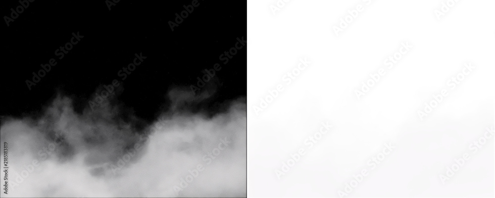 Fototapeta premium Low lying white smoke or fog drifting across transparent background.