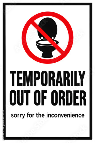 Temporarily Out of Order Restroom Sign Vector