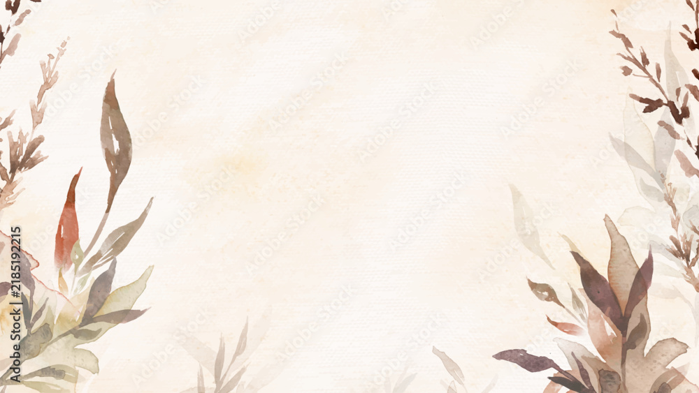 Obraz premium Beautiful leaf watercolor background vector in brown autumn season