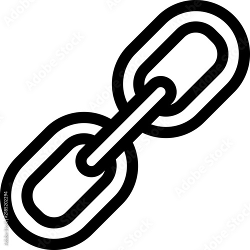 Simple black and white line art illustration of two connected chain links
