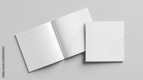 Blank square booklet mockup isolated on grey background for catalog and brochure presentation