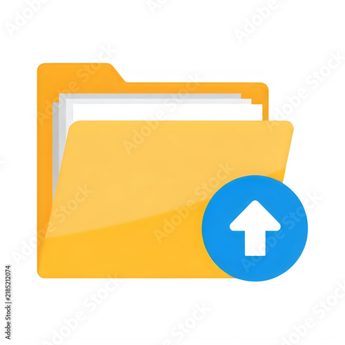 Yellow folder icon with upward arrow upload symbol