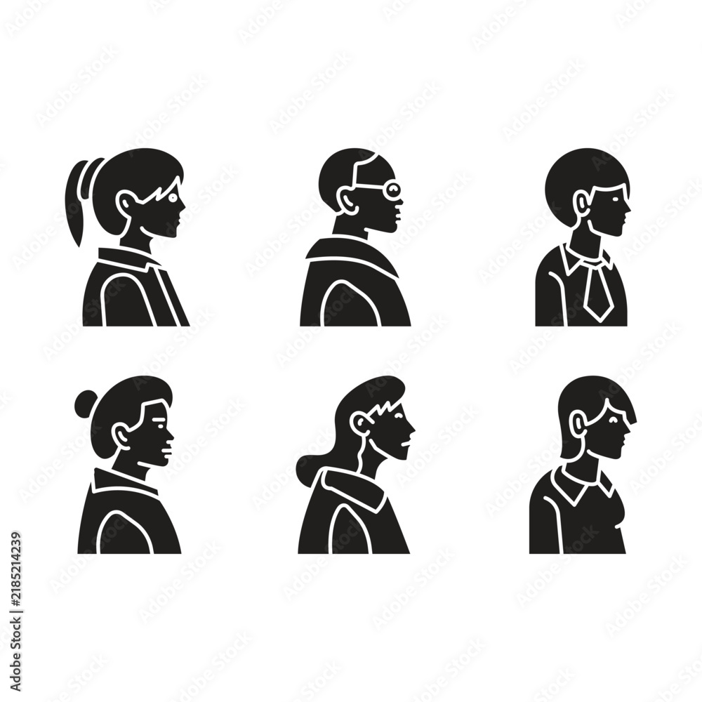 Fototapeta premium people side view character profile avatar icons set