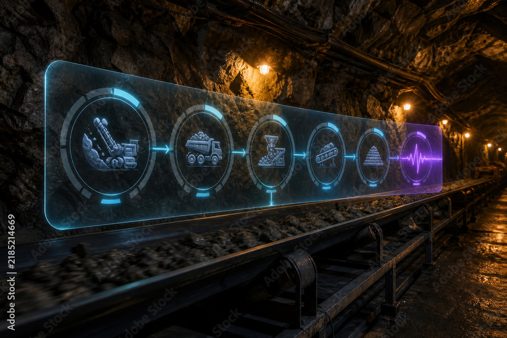 Fototapeta premium Underground Mining Flow Dashboard for Production and Safety Monitoring