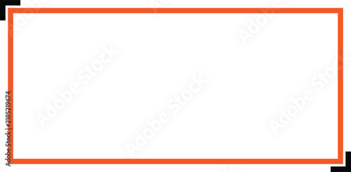 Rectangular frame with angled corners presents a bold orange silhouette rectangle border geometric shape contour outline design element graphic corner minimal simple clean modern isolated