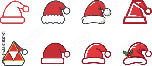 Cute penguin standing proudly in a festive Santa hat, ready for winter holidays and cheerful celebrations