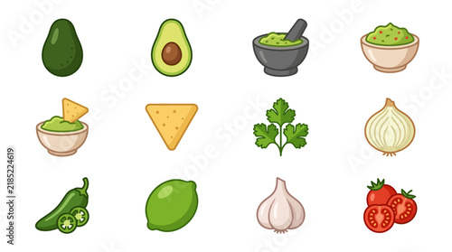 Minimalist of Fresh Ingredients and Guacamole Making Process with Avocado Cheese and Vegetables