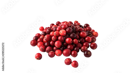Pile of fresh red lingonberry cowberry crop isolated on transparent background