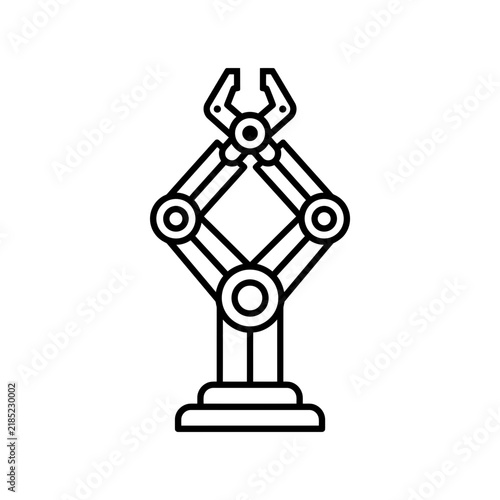Modern robotic arm line icon for industrial automation, smart manufacturing technology, AI, robot hand engineering symbol