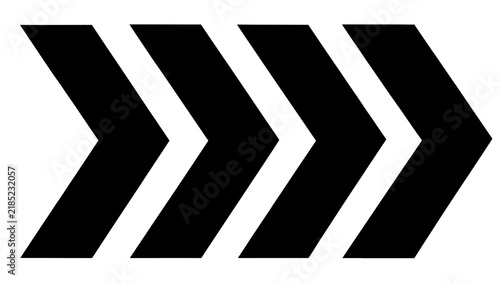 Obraz na plátně Four black chevron arrows pointing right, isolated on transparent background