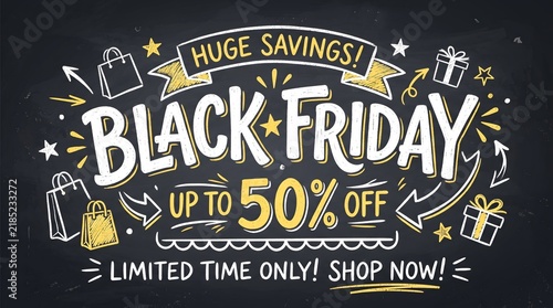 Chalkboard Style Hand-Drawn Black Friday Graphic 2D