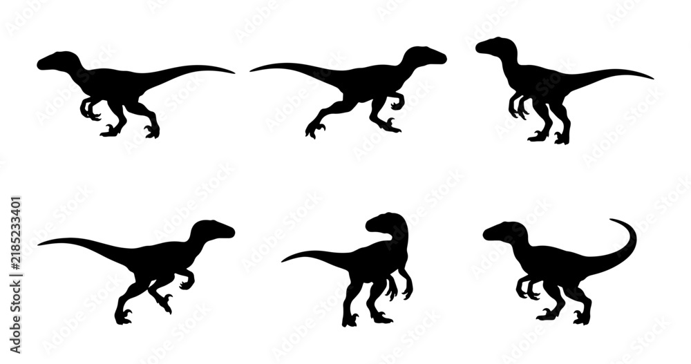 Obraz premium Dinosaur Silhouettes Collection, Prehistoric Reptile Vector Icons, Jurassic Era Creature Graphics