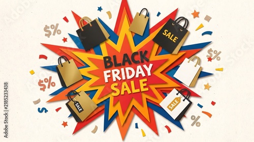 Paper Cutout Layered Black Friday Explosion 2D