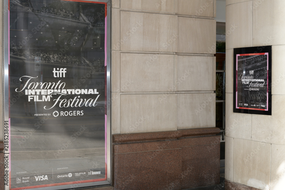 Obraz premium Toronto International Film Festival posters on the exterior of a movie theatre on King St W, Toronto