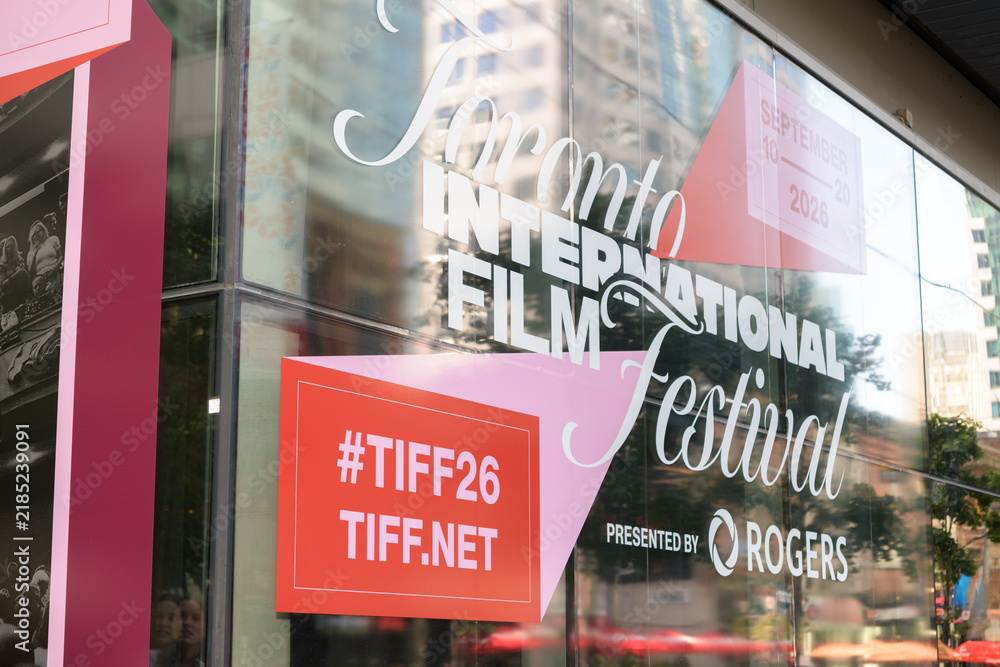 Obraz premium exterior of TIFF Lightbox, a movie theatre, located at 350 King St W, Floor 1 of the Festival Tower, Toronto (TIFF 2026 signage)