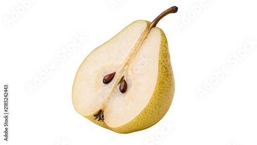 Фотография Half slice of fresh ripe yellow pear isolated on transparent background