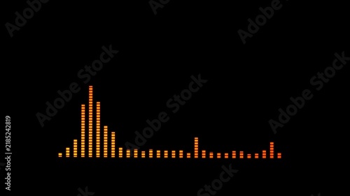 Glowing Orange Audio Equalizer Waveform Animation on Black Background.4k video