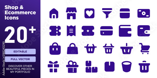 Shop and Ecommerce Icon Set Single Color for Web Design, Communication, Media, Travel, Mobile, Internet, Computer, and Digital Applications