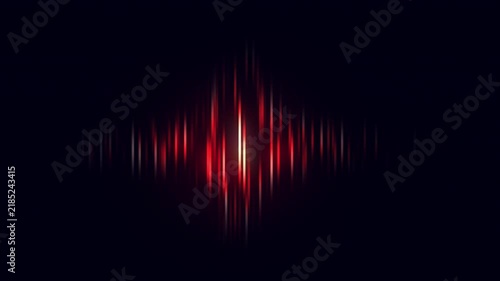 Glowing Red Orange Audio Waveform Sound Spectrum Animation on Black Background.4k video