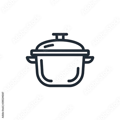 Simple black line icon of a kitchen cooking pot