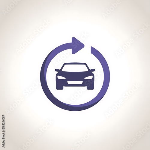 Purple car icon with a circular refresh arrow symbol