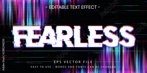 Fearless Editable Text Effect Glitch Cyberpunk Vector