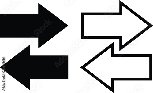 Vector illustration of exchange and arrow icons simple, monochrome, black silhouette and outline