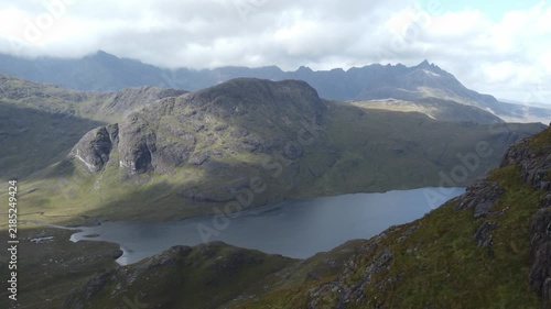 Distant Jagged Mountain Ridge on the Isle of Skye, Scotland